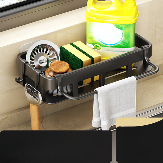 Wall Mounted Kitchen Shelf Drain Basket Dishcloth Rack