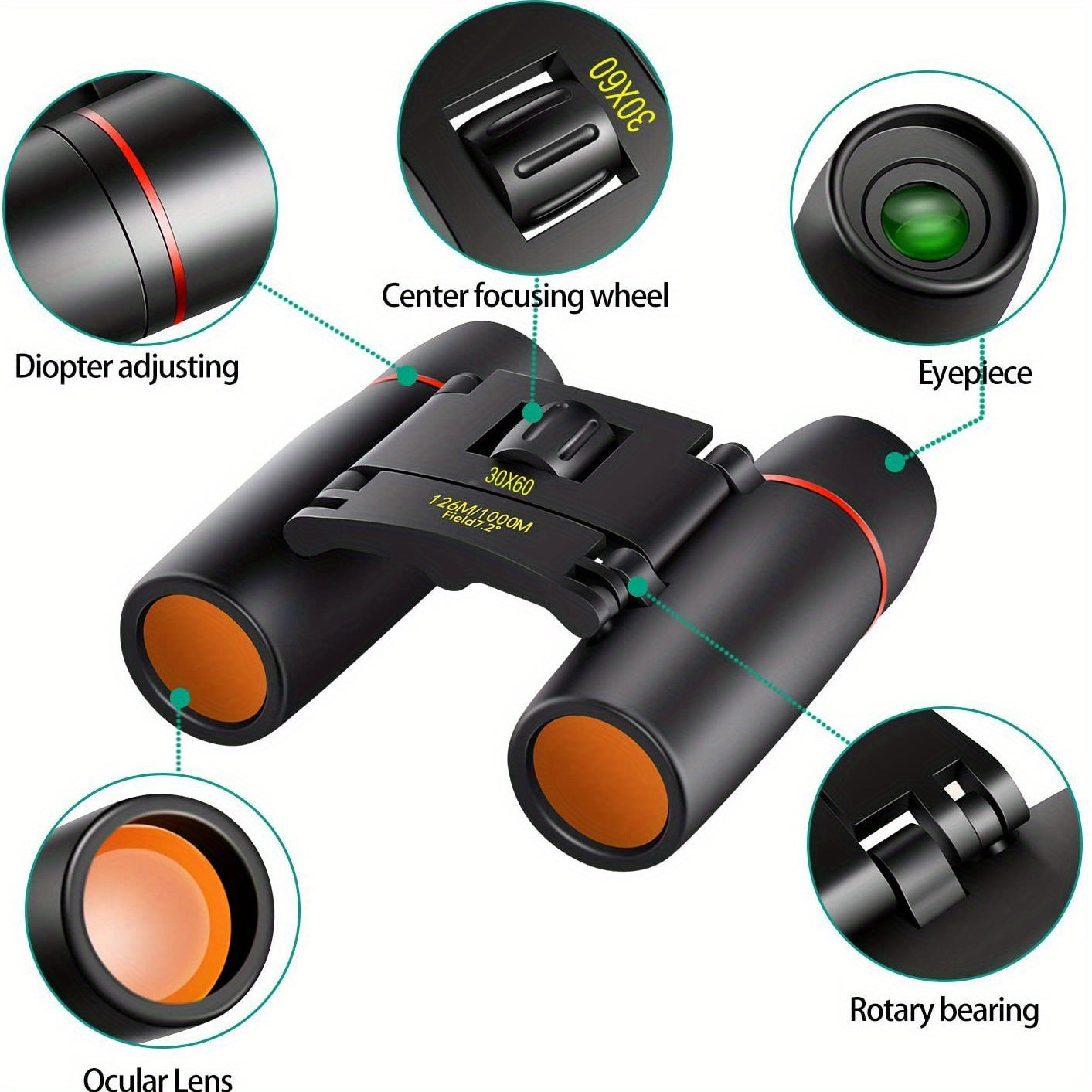 Portable HD Binoculars For Travel Camping Hiking