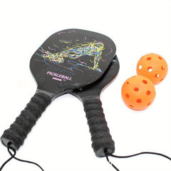 Wooden Pickleball Racket Set 2 Paddles 2 Balls 1 Carry Bag