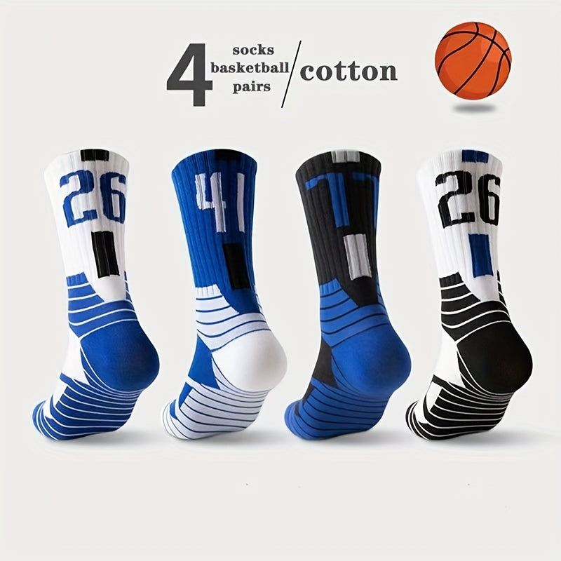 Men's Sports Socks 4 Pairs Breathable Athletic Crew Socks