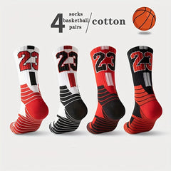Men's Sports Socks 4 Pairs Breathable Athletic Crew Socks