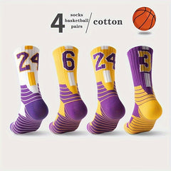 Men's Sports Socks 4 Pairs Breathable Athletic Crew Socks
