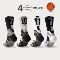 Men's Sports Socks 4 Pairs Breathable Athletic Crew Socks