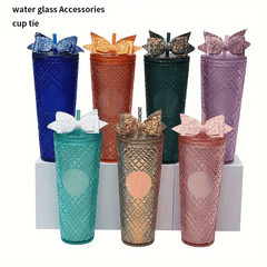 2pcs Glitter Bow Straw Decorations DIY Cup Accessories