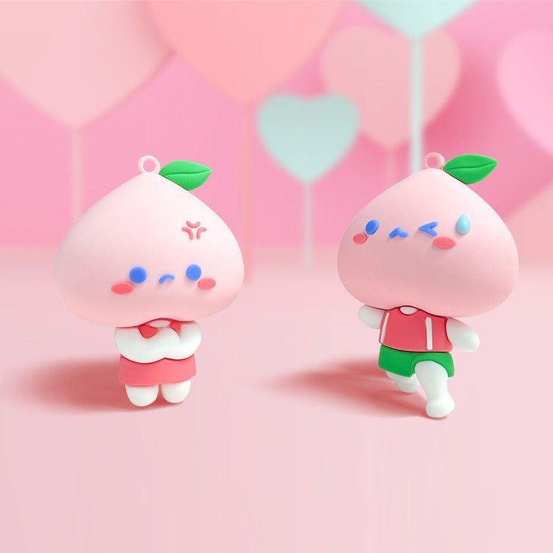 Cartoon Peach Doll Pendant Keychain for Car Keys Backpacks Wallets