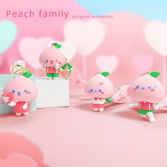 Cartoon Peach Doll Pendant Keychain for Car Keys Backpacks Wallets
