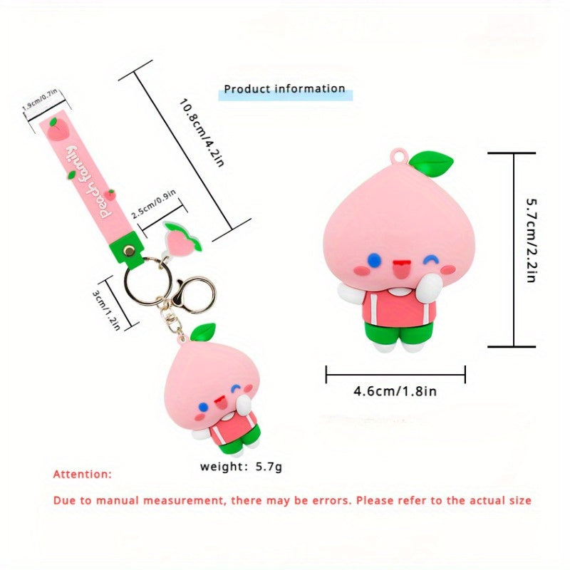 Cartoon Peach Doll Pendant Keychain for Car Keys Backpacks Wallets