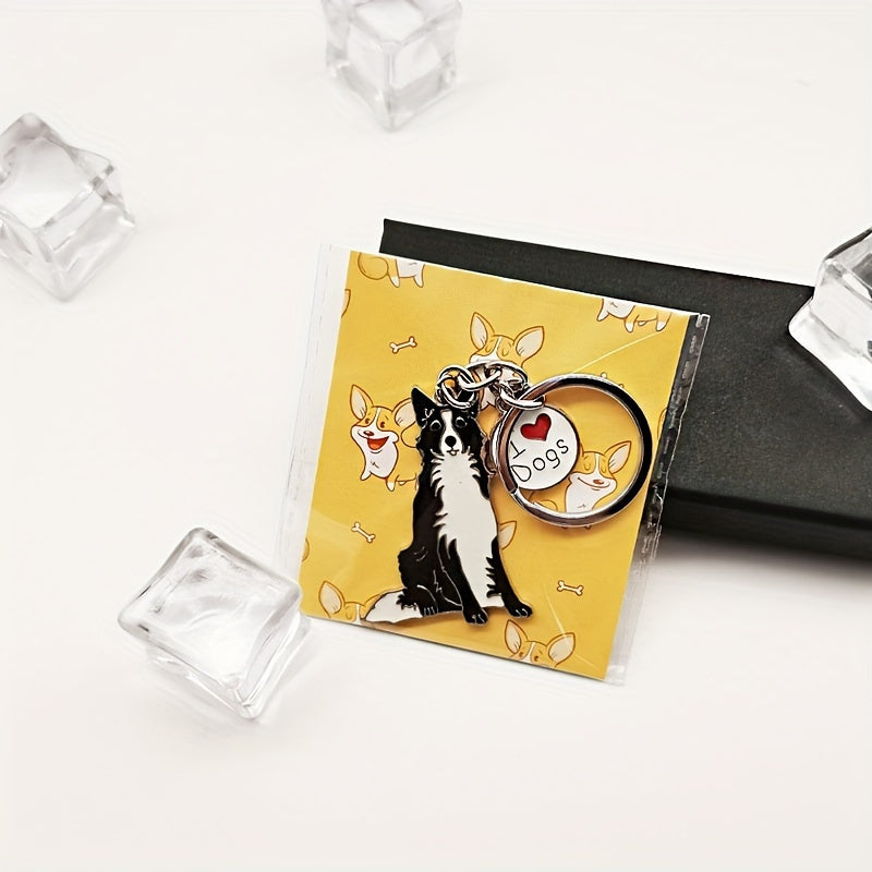 Border Collie Shaped Key Ring Key Chain - Cute Bag Purse Pendant Gift