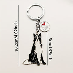 Border Collie Shaped Key Ring Key Chain - Cute Bag Purse Pendant Gift