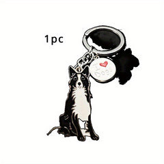 Border Collie Shaped Key Ring Key Chain - Cute Bag Purse Pendant Gift