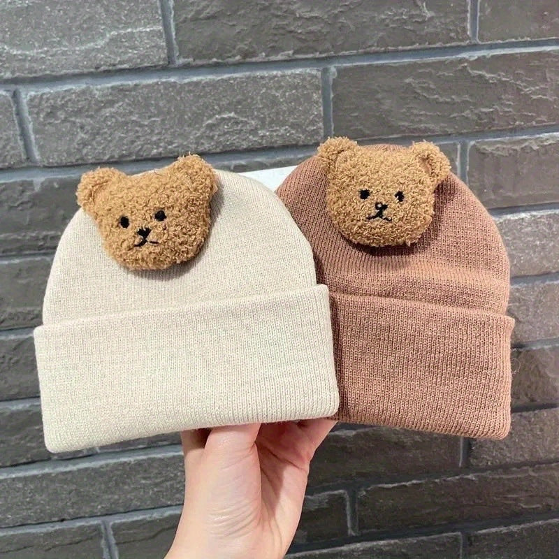 Bear Knitted Hat for Autumn and Winter Warm Keeping Beanie