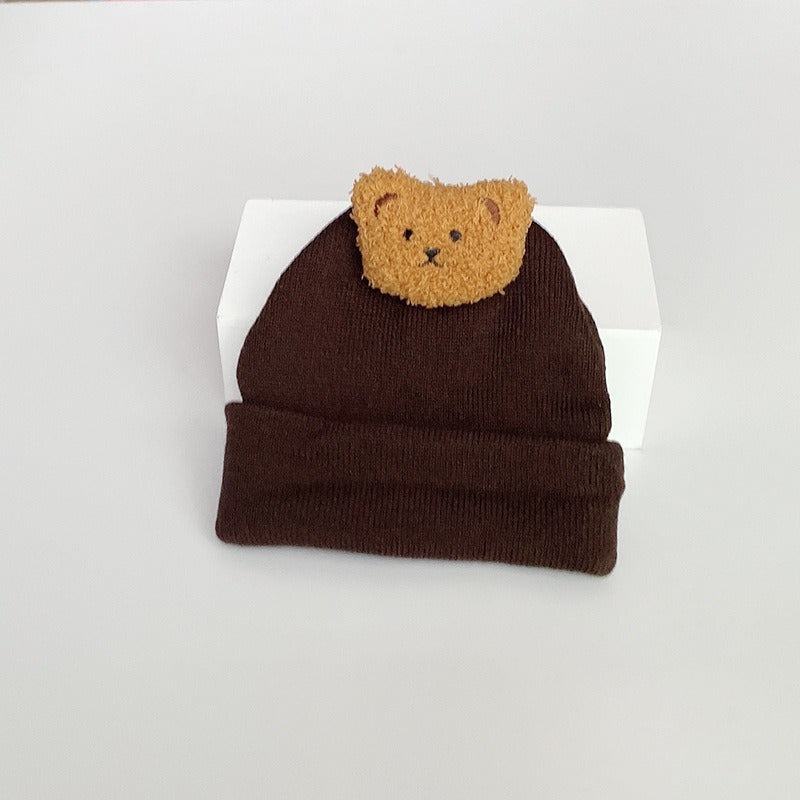 Bear Knitted Hat for Autumn and Winter Warm Keeping Beanie