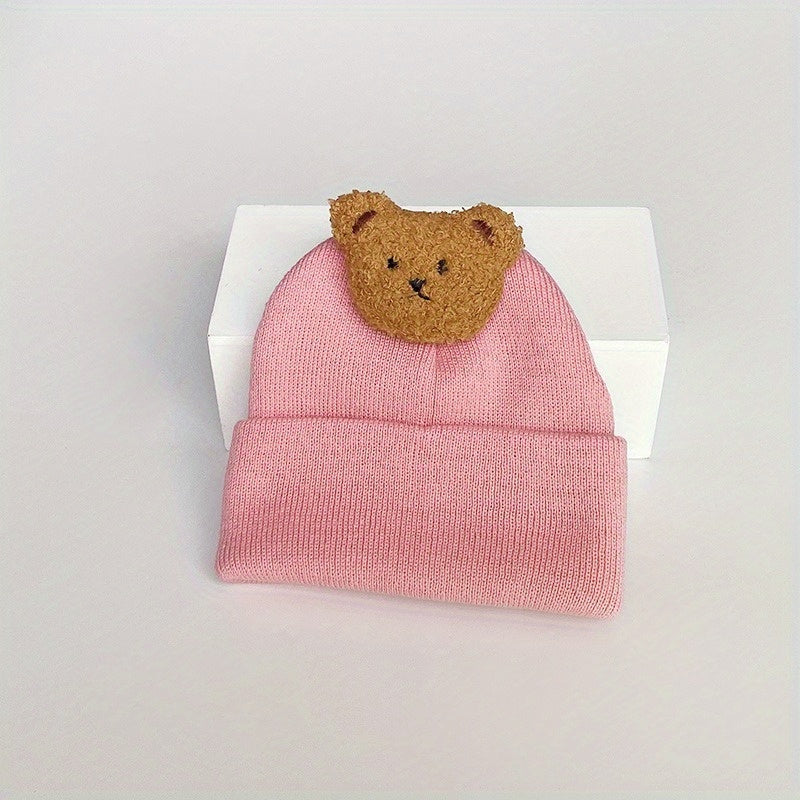 Bear Knitted Hat for Autumn and Winter Warm Keeping Beanie
