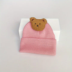 Bear Knitted Hat for Autumn and Winter Warm Keeping Beanie