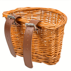 Vintage Bike Front Handlebar Basket with Leather Straps