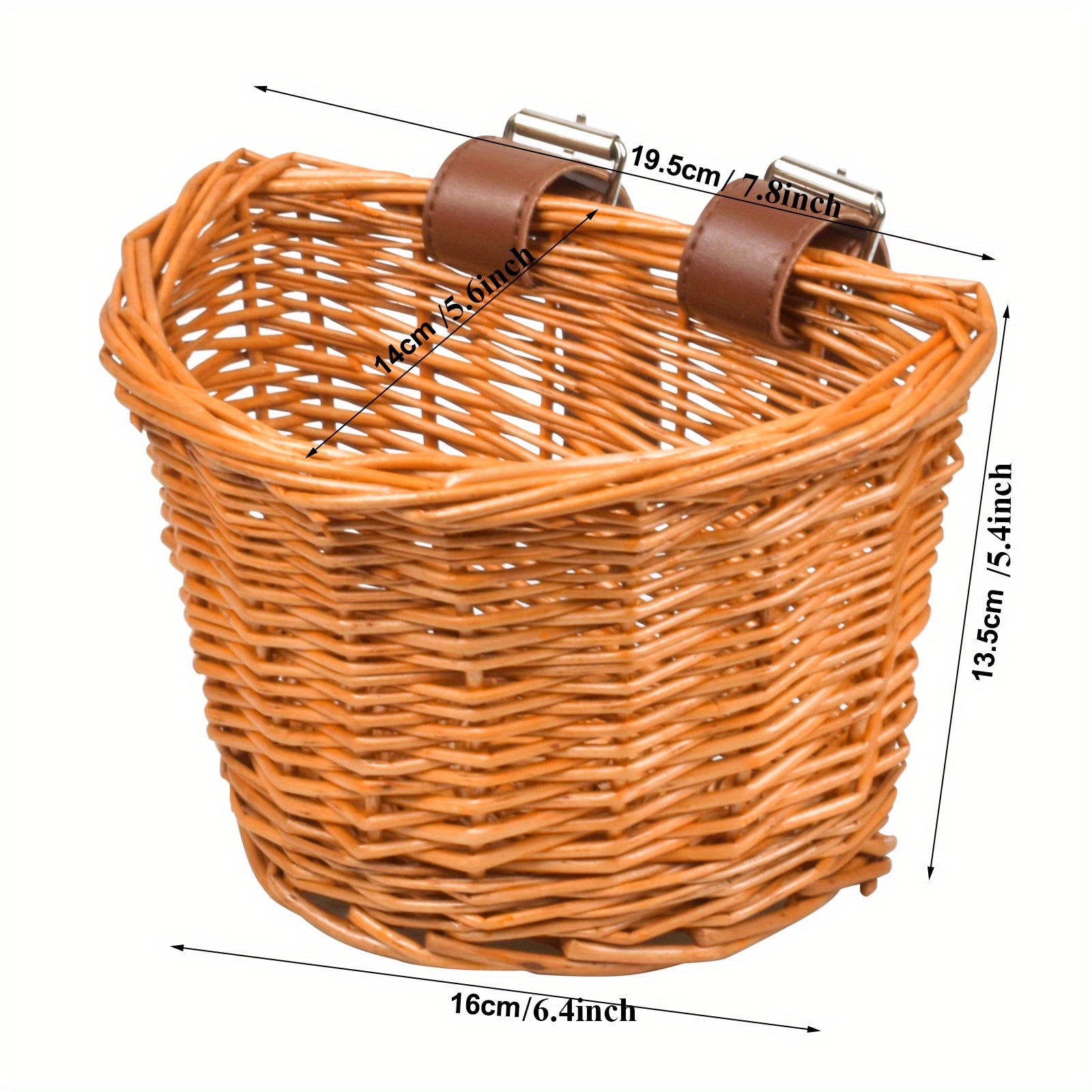 Vintage Bike Front Handlebar Basket with Leather Straps