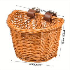 Vintage Bike Front Handlebar Basket with Leather Straps
