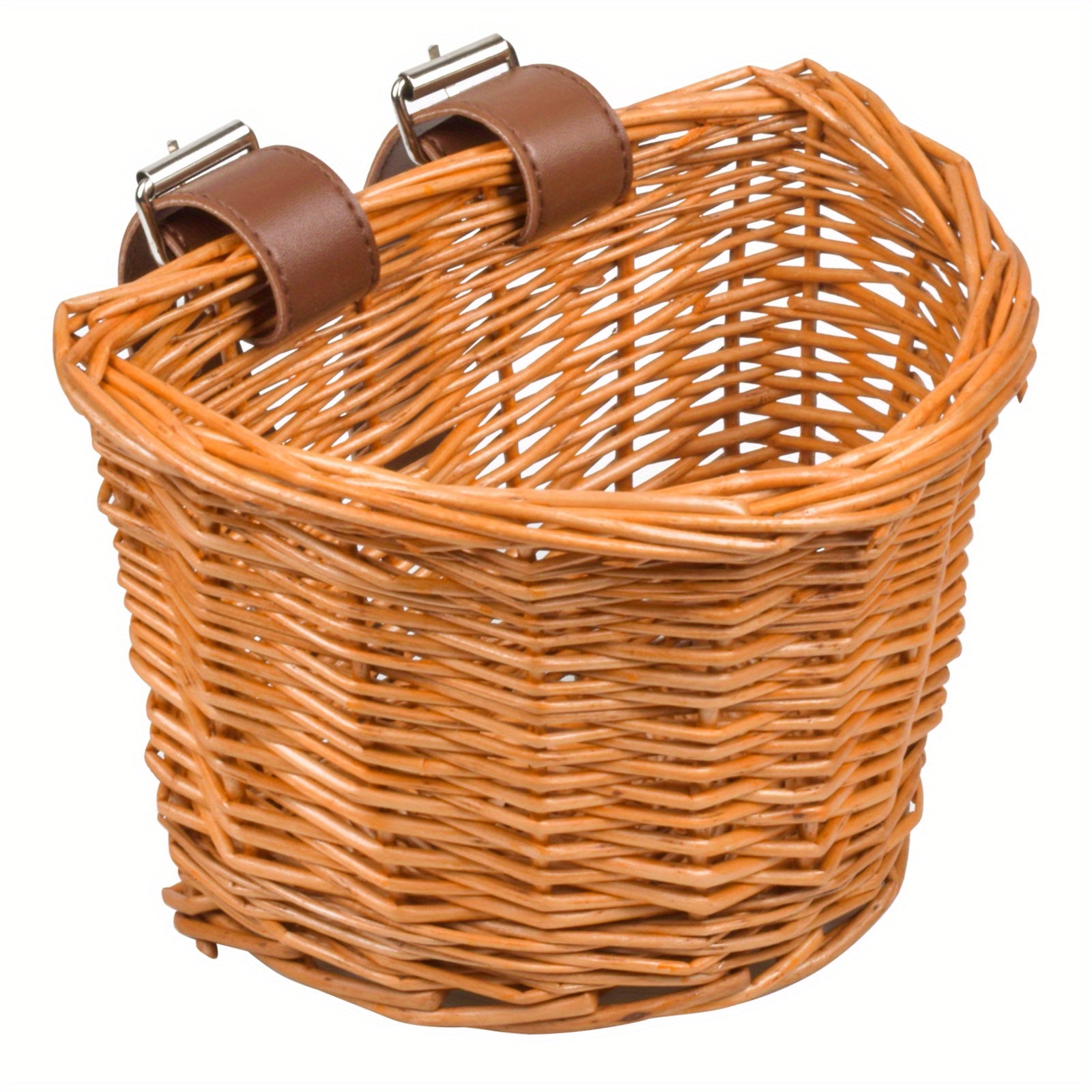 Vintage Bike Front Handlebar Basket with Leather Straps