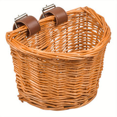 Vintage Bike Front Handlebar Basket with Leather Straps