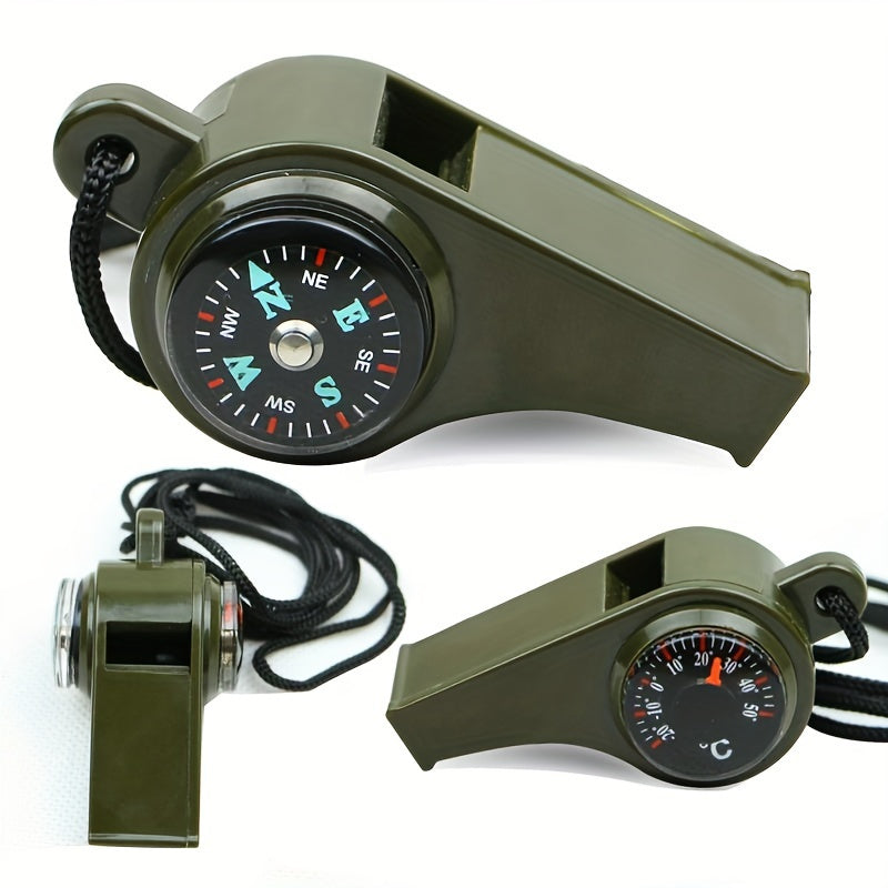 3pcs Survival Whistle 3 in 1 Emergency Whistle With Compass And Thermometer