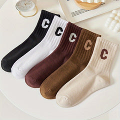 5pairs Cartoon Striped Ankle Socks for Men & Women