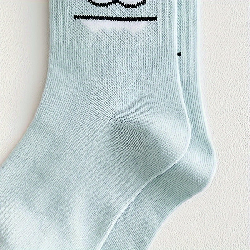 5pairs Cartoon Striped Ankle Socks for Men & Women