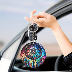 Colorful Dream Catcher Pendant Keychain Acrylic 2D Flat Car Key Chain