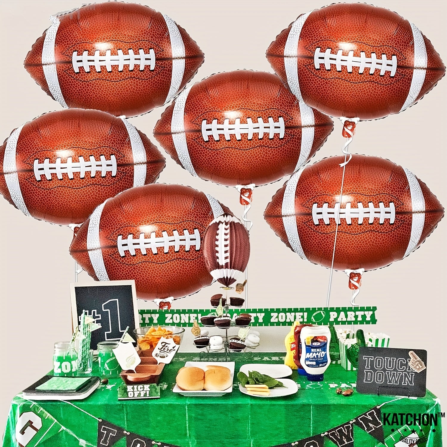 6pcs Rugby Foil Balloons Tailgate Game Sports Football Birthday Party Decor