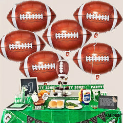 6pcs Rugby Foil Balloons Tailgate Game Sports Football Birthday Party Decor