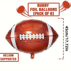 6pcs Rugby Foil Balloons Tailgate Game Sports Football Birthday Party Decor