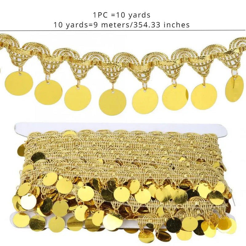Belly Dance Chain Belt Tassel Round Coin Hip Scarf Cloth Accessories
