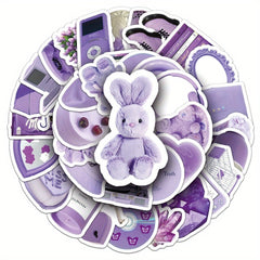 50pcs Cartoon Purple Stickers Nordic Style DIY Decoration