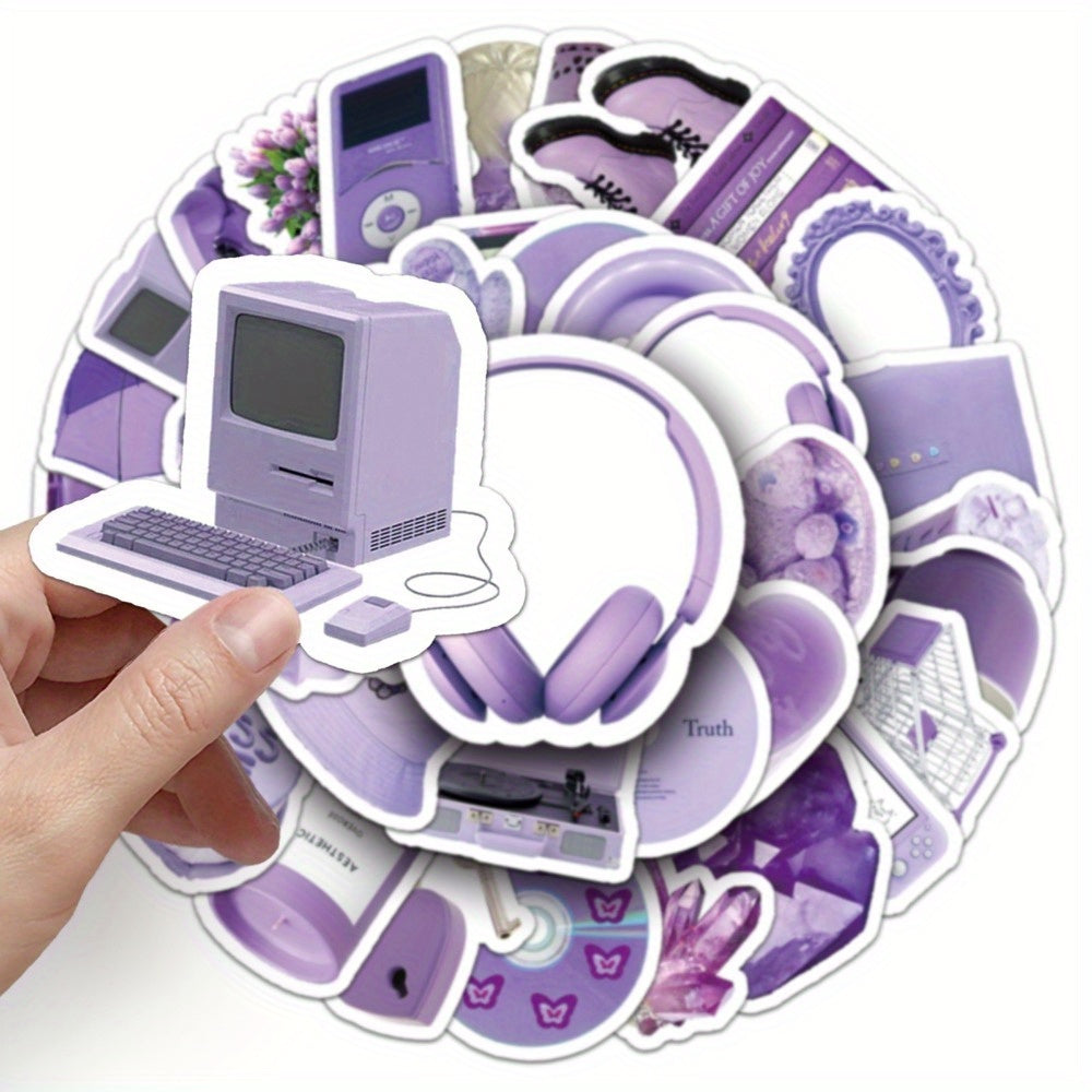 50pcs Cartoon Purple Stickers Nordic Style DIY Decoration