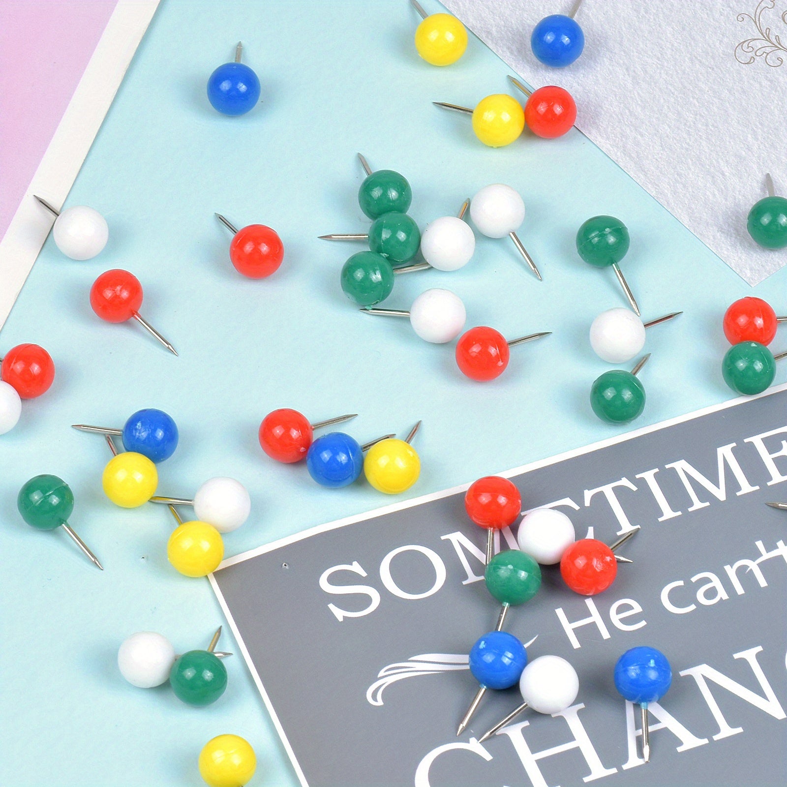 100pcs Round Head Push Pins Decorative Map Tacks 9.5mm