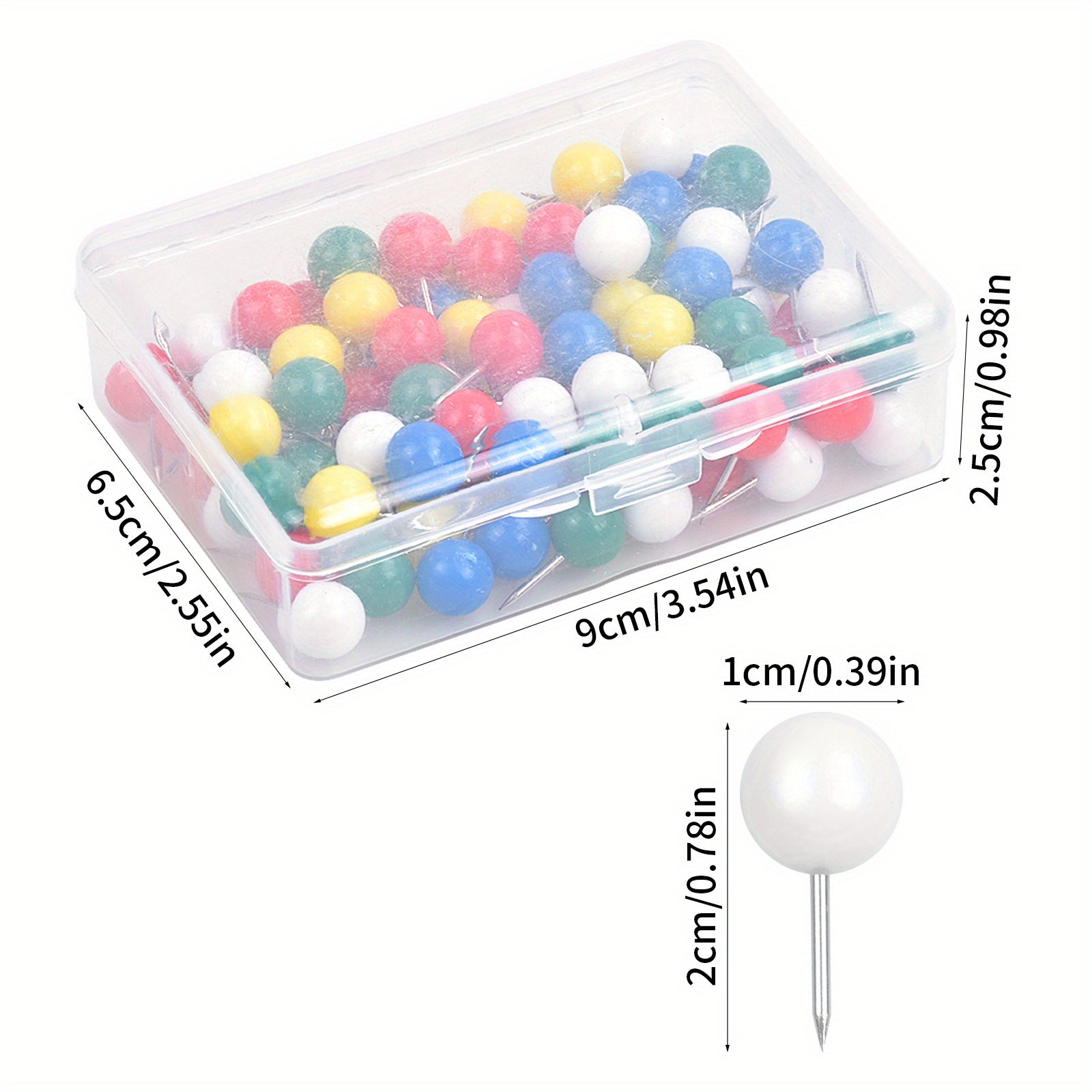 100pcs Round Head Push Pins Decorative Map Tacks 9.5mm