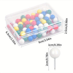 100pcs Round Head Push Pins Decorative Map Tacks 9.5mm