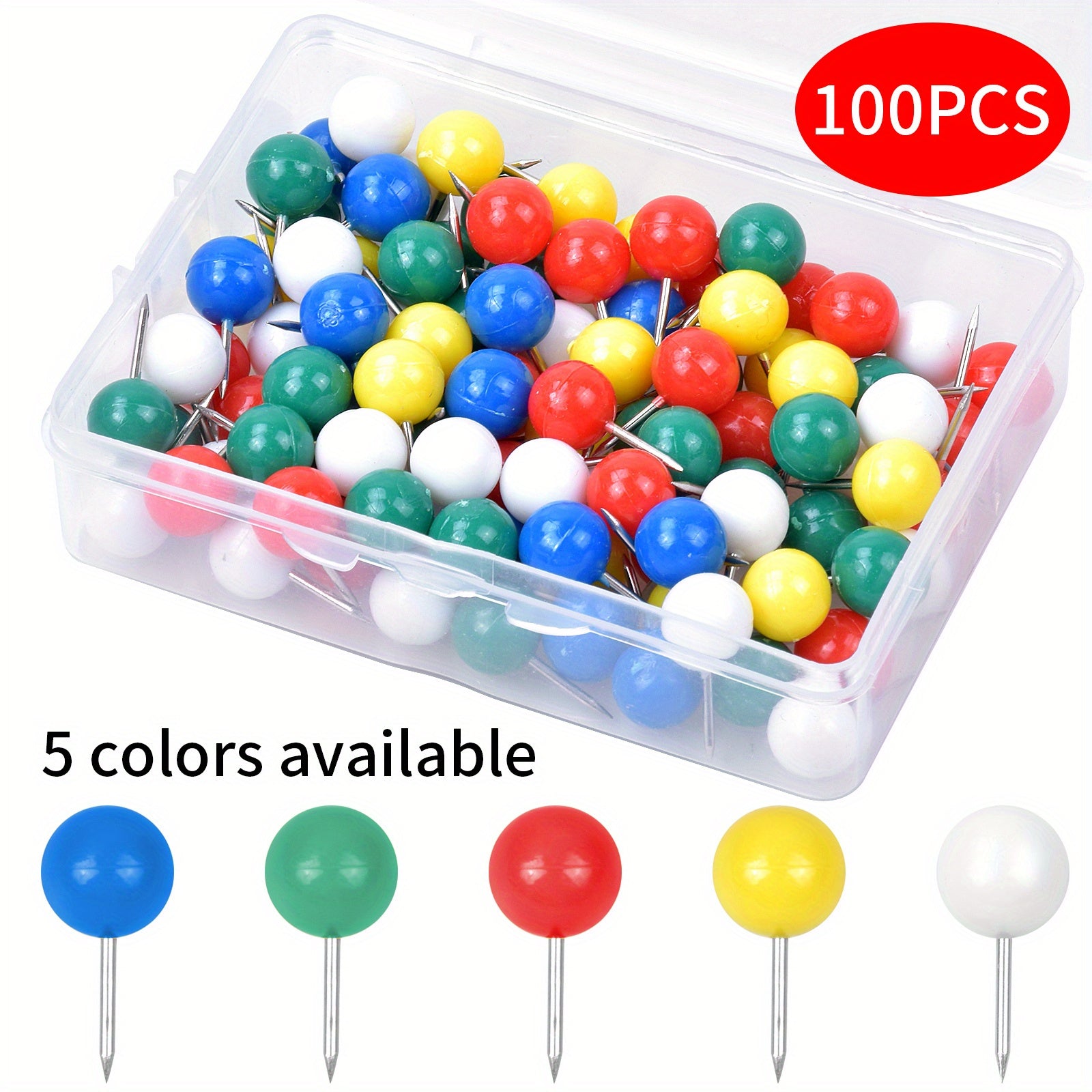 100pcs Round Head Push Pins Decorative Map Tacks 9.5mm