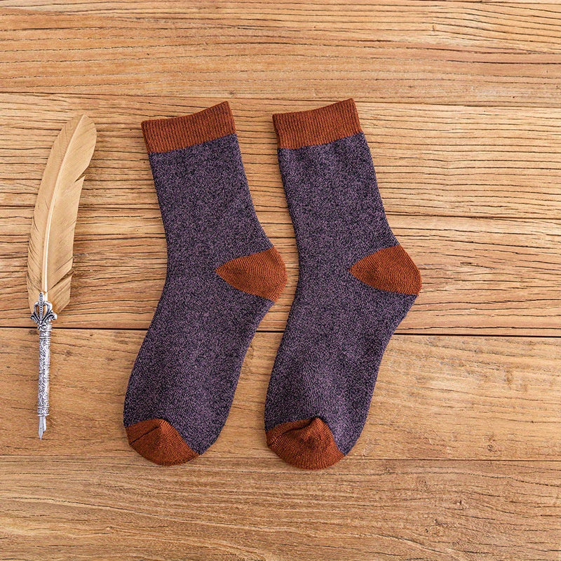 Men's Block Crew Socks Warm Thermal Comfy Outdoor Unisex Socks