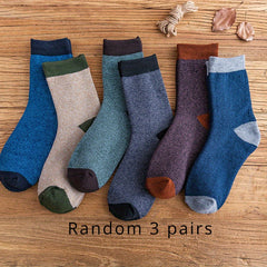 Men's Block Crew Socks Warm Thermal Comfy Outdoor Unisex Socks