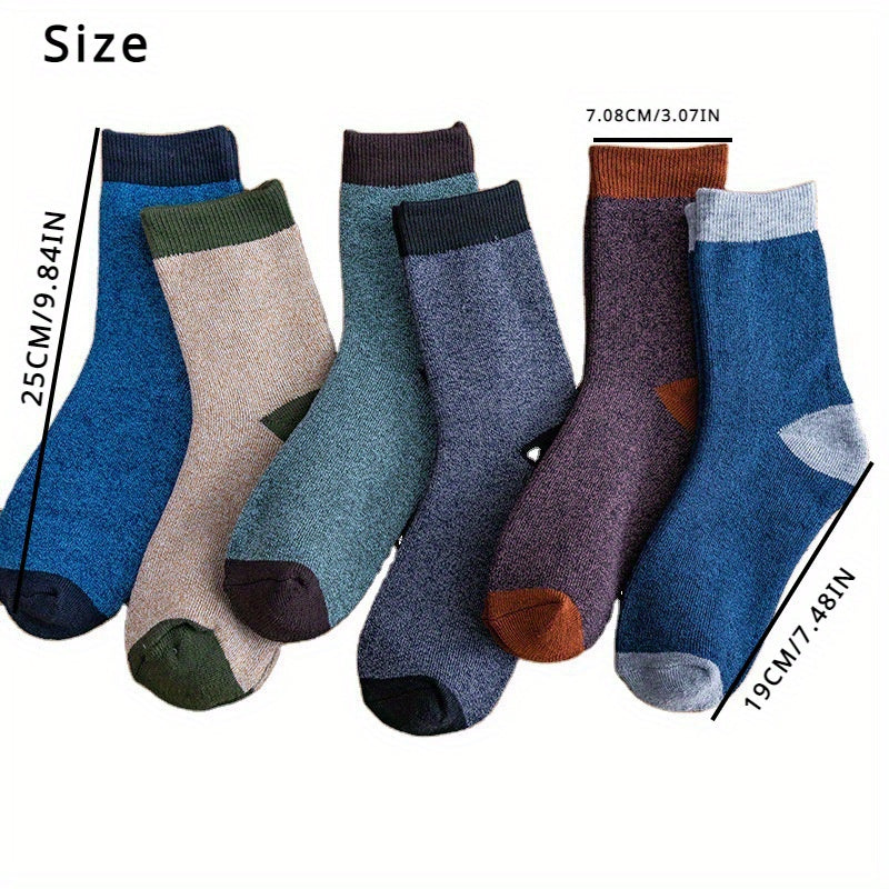 Men's Block Crew Socks Warm Thermal Comfy Outdoor Unisex Socks