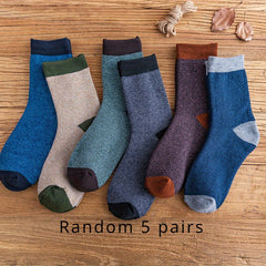 Men's Block Crew Socks Warm Thermal Comfy Outdoor Unisex Socks