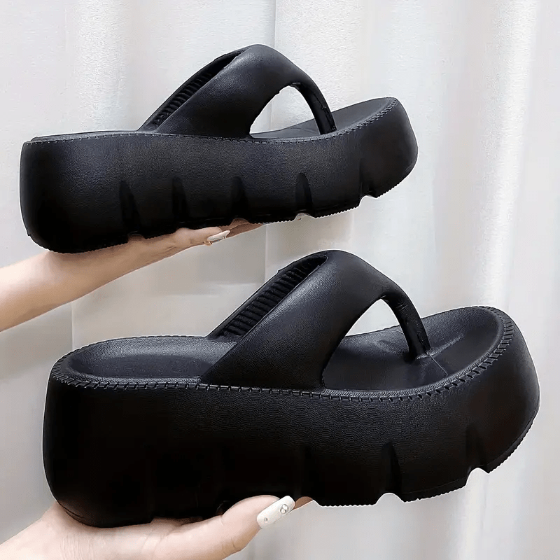 Women's Platform Flip Flops Comfortable Summer Slip On Shoes