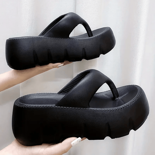 Women's Platform Flip Flops Comfortable Summer Slip On Shoes