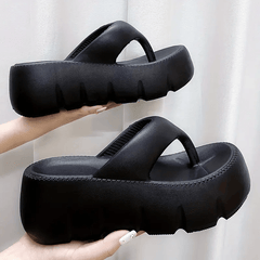 Women's Platform Flip Flops Comfortable Summer Slip On Shoes