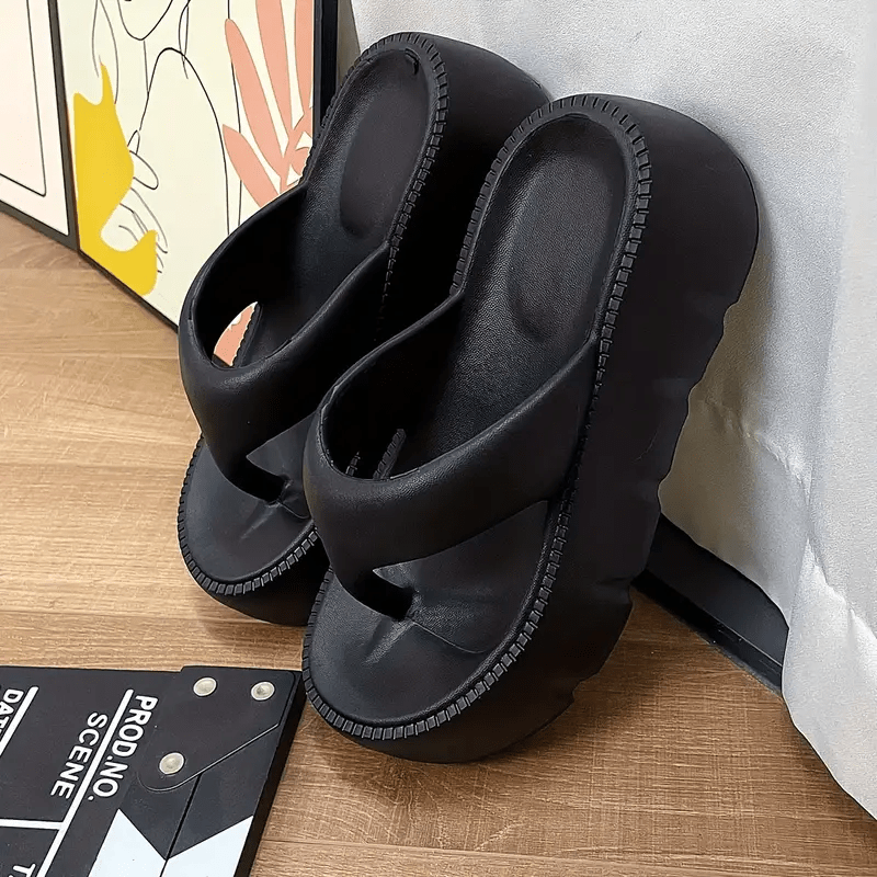 Women's Platform Flip Flops Comfortable Summer Slip On Shoes