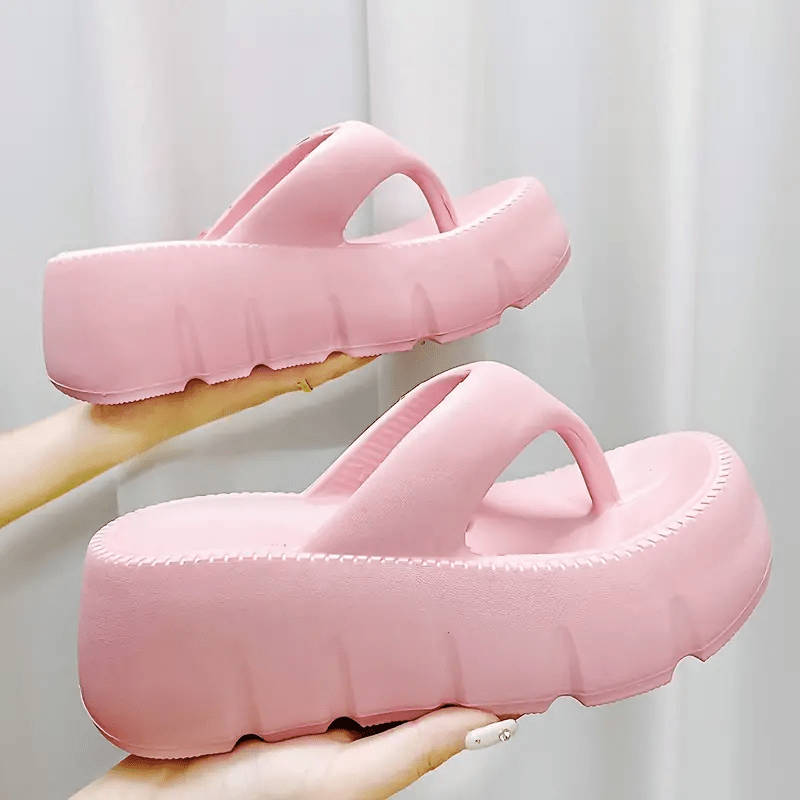 Women's Platform Flip Flops Comfortable Summer Slip On Shoes