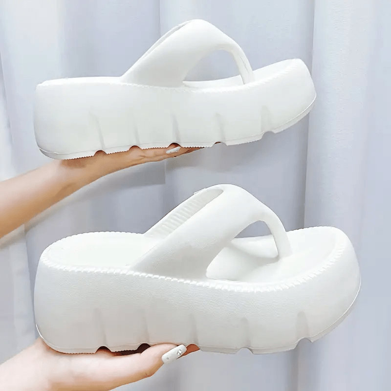 Women's Platform Flip Flops Comfortable Summer Slip On Shoes