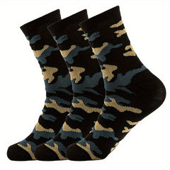 Men's Camo Crew Socks x 3 Breathable Comfy Casual Unisex Outdoor