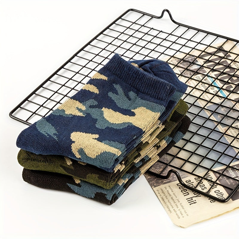 Men's Camo Crew Socks x 3 Breathable Comfy Casual Unisex Outdoor