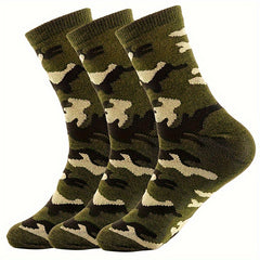 Men's Camo Crew Socks x 3 Breathable Comfy Casual Unisex Outdoor